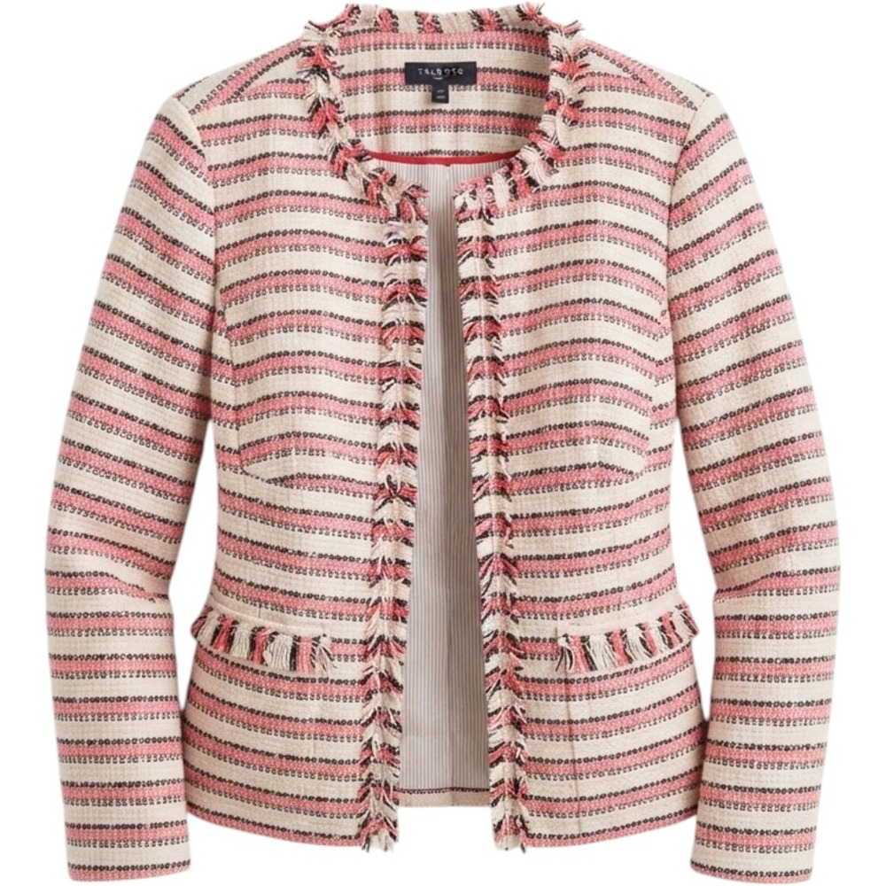 Talbots Business Striped Fringe Tweed Blazer Size 22W